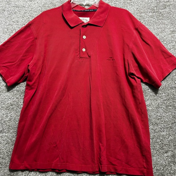 Armani Jeans Men’s Stonewashed Red Short Sleeve Polo Shirt Size XL *flaw - Picture 1 of 8